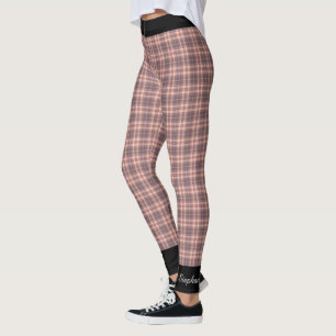 Personalisiertes rosa und graues kariertes mit leggings