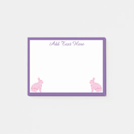 Personalisiertes Rosa und Lila Kaninchen Post-it Klebezettel