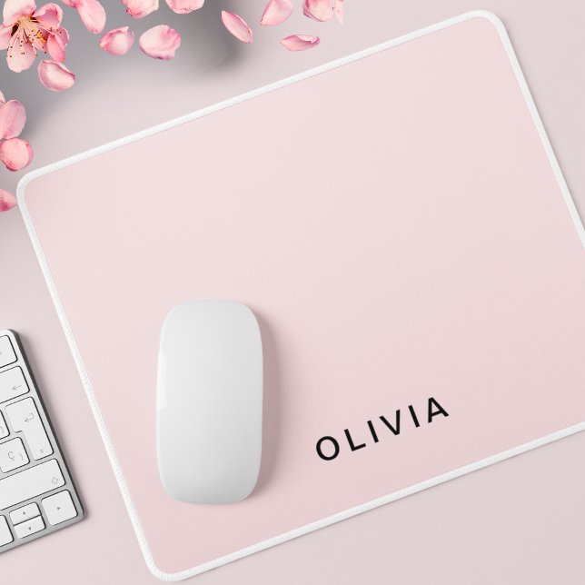Personalisiertes Rosa und Name Monogramm | Elegant Mousepad (Von Creator hochgeladen)