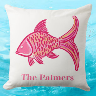 Personalisiertes Rosa und Orange Fisch Kissen