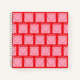 Personalisiertes Rosa und Rotes Herz Notizbuch