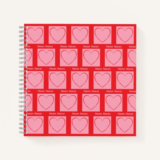 Personalisiertes Rosa und Rotes Herz Notizbuch (Vorderseite)