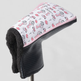 Personalisiertes Rosa und Weiß Golf Thema Ladys Go Headcover
