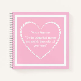 Personalisiertes Rosa und White Heart Journal-Note Notizbuch