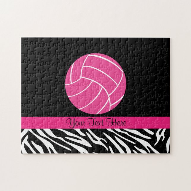 Personalisiertes rosa Volleyball-Puzzlespiel (Horizontal)