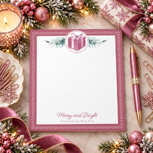 Personalisiertes rosa Weihnachtsgeschenk Notizblock