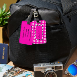 Personalisiertes, rosa, weißes Herz Gepäckanhänger