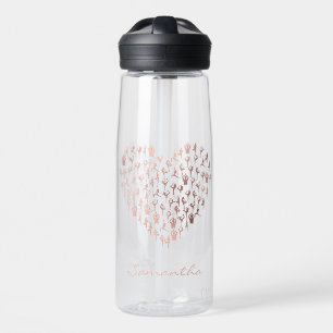 Personalisiertes Roségold-Herz Namaste Yoga  Trinkflasche