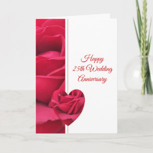 Personalisiertes Rosenherz zur 25. Hochzeitstag-Fe Karte