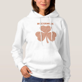 Personalisiertes Rostrotes Kleeblatt-Gingham-Karo Hoodie