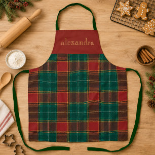 Personalisiertes Rot Grün Tartan Karo Schürze