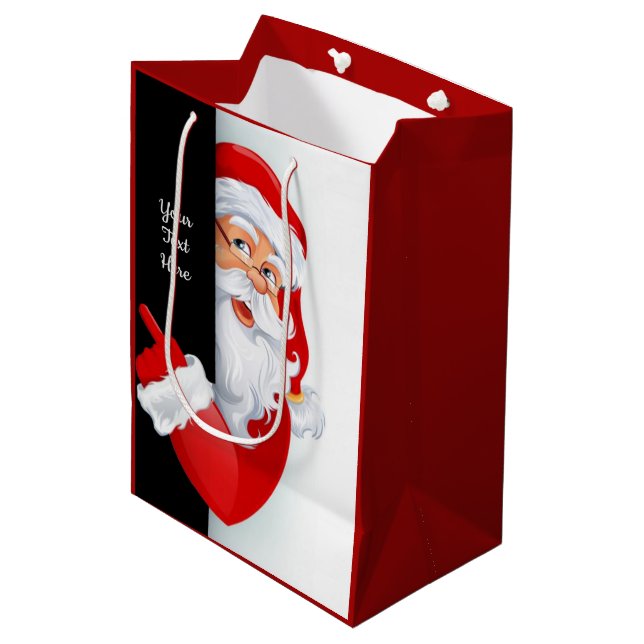 Personalisiertes Rot und Weiß Mittlere Geschenktüte (Vorderseite Schrägansicht)