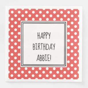 Personalisiertes Rot und Weiß Polka Dot Party Napk Serviette