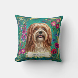 Personalisiertes Rot-Weiß-Lhasa-Apso-Blumenkissen Kissen