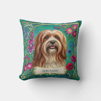 Personalisiertes Rot-Weiß-Lhasa-Apso-Blumenkissen Kissen