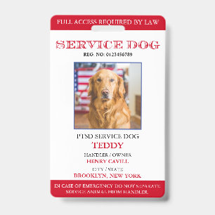 Personalisiertes Rot-Weiß-Servicehund-Foto-ID-Abze Ausweis