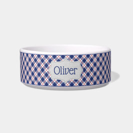Personalisiertes Rot, Weiß und Blau Kariert Napf