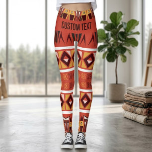 Personalisiertes rotes afrikanisches Stammes-Geome Leggings