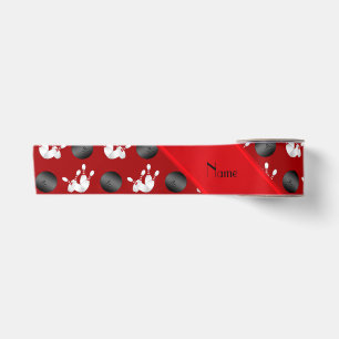 Personalisiertes rotes Bowlingsnamensmuster Satinband