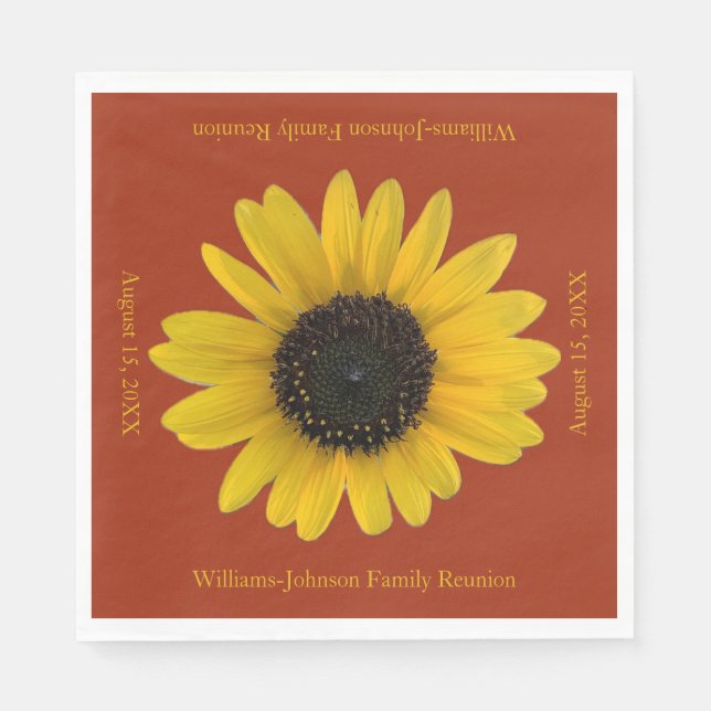 Personalisiertes Rotes Ereignis der Sonnenblumen Serviette (Vorderseite)