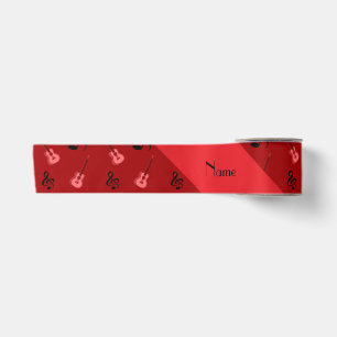 Personalisiertes rotes Gitarrennamensmuster Satinband