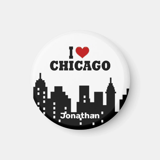 Personalisiertes Rotes Herz I Liebe Chicago Magnet (Vorne)