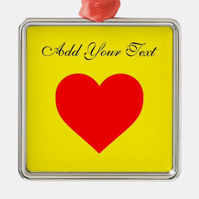 Personalisiertes Rotes Herz Ornament Aus Metall (Vorne)
