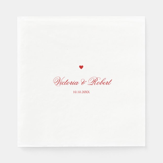 Personalisiertes rotes Herz Serviette (Vorderseite)
