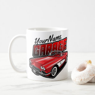 Personalisiertes rotes klassisches Sportwagen-Gara Kaffeetasse