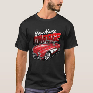 Personalisiertes rotes klassisches Sportwagen-Gara T-Shirt