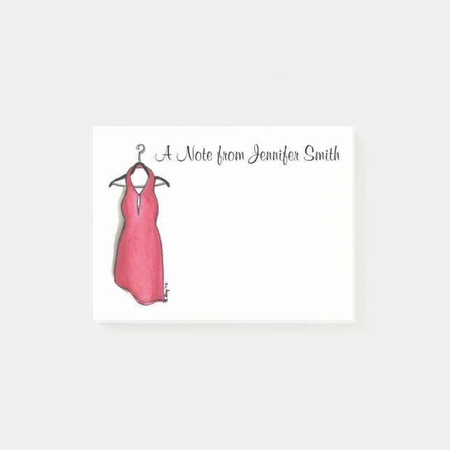 Personalisiertes Rotes Kleid Fashionista Post-it Klebezettel (Vorderseite)