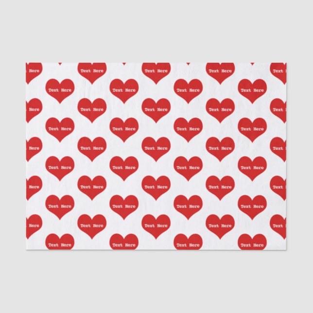 Personalisiertes Rotes Liebe Herz Seidenpapier (Vorderseite)