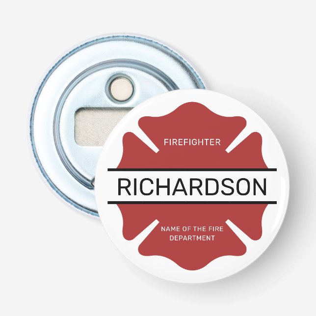Personalisiertes Rotes Logo-Symbol für den Feuerwe Flaschenöffner (Vorderseite)