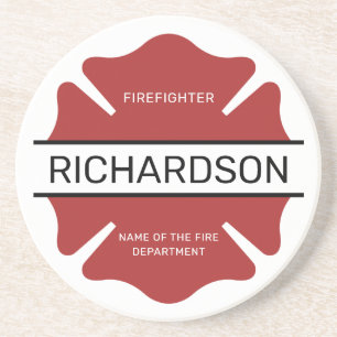 Personalisiertes Rotes Logo-Symbol für den Feuerwe Getränkeuntersetzer
