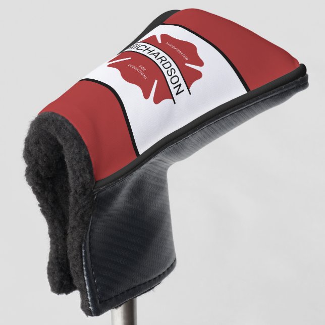 Personalisiertes Rotes Logo-Symbol für den Feuerwe Golf Headcover (3/4 Vorderseite)