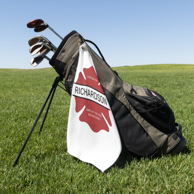Personalisiertes Rotes Logo-Symbol für den Feuerwe Golfhandtuch (Gras)