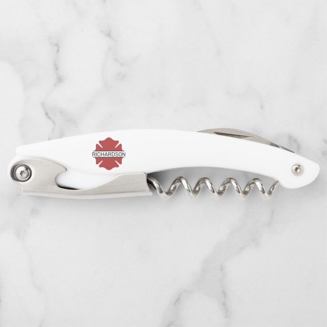 Personalisiertes Rotes Logo-Symbol für den Feuerwe Kellnermesser (Vorderseite)