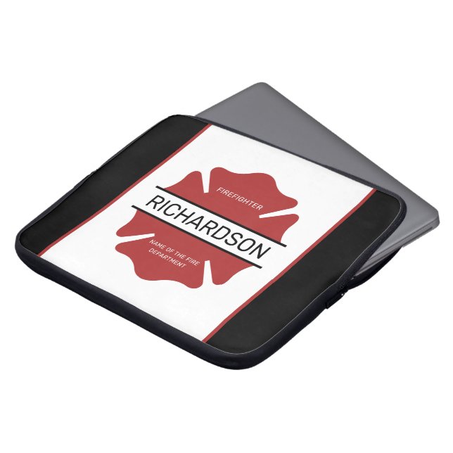 Personalisiertes Rotes Logo-Symbol für den Feuerwe Laptopschutzhülle (Vorne Oben)