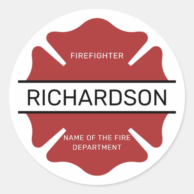 Personalisiertes Rotes Logo-Symbol für den Feuerwe Runder Aufkleber (Vorderseite)