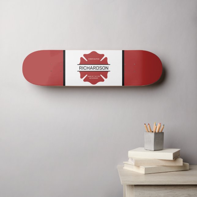 Personalisiertes Rotes Logo-Symbol für den Feuerwe Skateboard (Wandkunst (Horz))