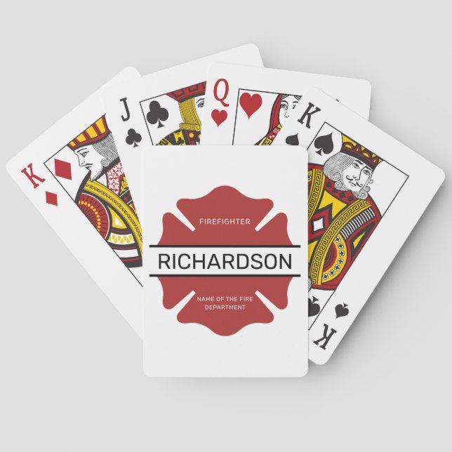 Personalisiertes Rotes Logo-Symbol für den Feuerwe Spielkarten (Rückseite)