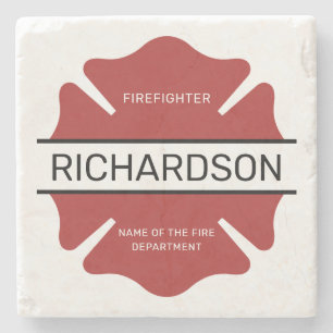Personalisiertes Rotes Logo-Symbol für den Feuerwe Steinuntersetzer