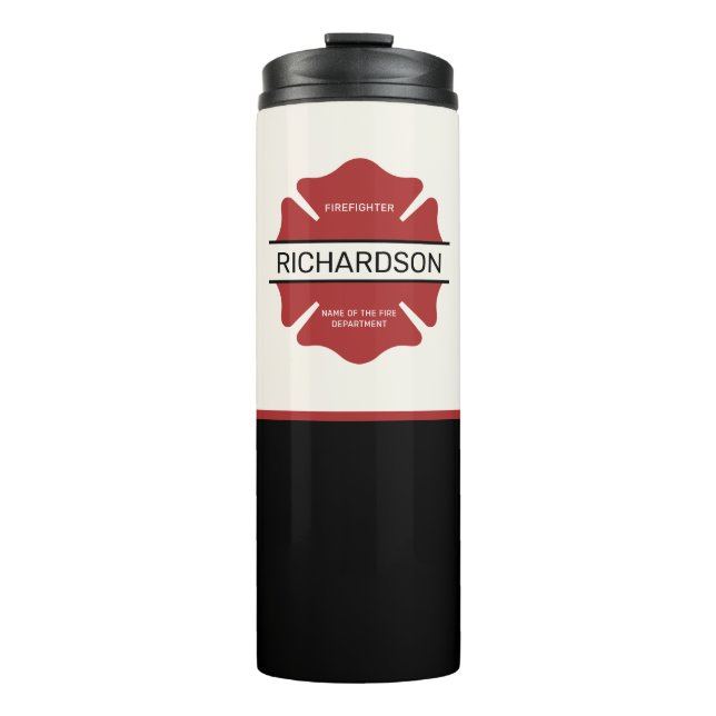 Personalisiertes Rotes Logo-Symbol für den Feuerwe Thermosbecher (Vorderseite)