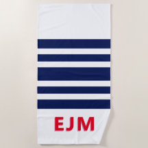 Personalisiertes Rotes Monogramm aus blauem Streif