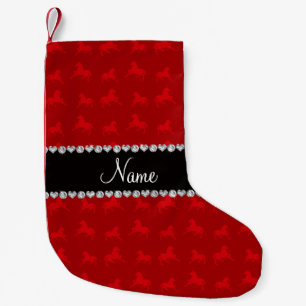 Personalisiertes rotes Pferdenamensmuster Kleiner Weihnachtsstrumpf
