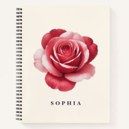 Personalisiertes rotes Rosen-Notizbuch Elegantes F Notizbuch