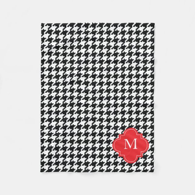 Personalisiertes rotes Schwarz-weißes Fleecedecke (Vorderseite)
