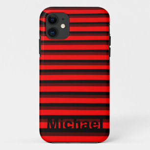 Personalisiertes rotes Streifenmuster Case-Mate iPhone Hülle