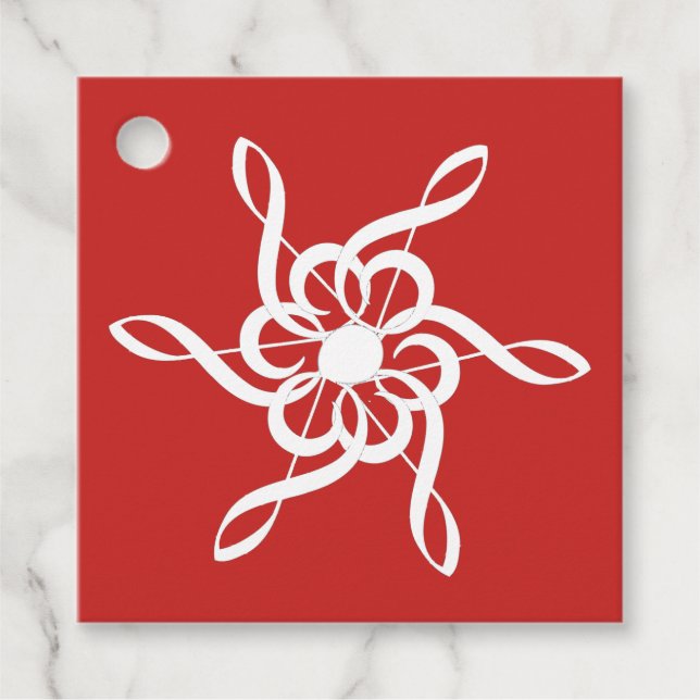 Personalisiertes Rotes Treble Clef Snowflake Musik Geschenkanhänger (Vorderseite)