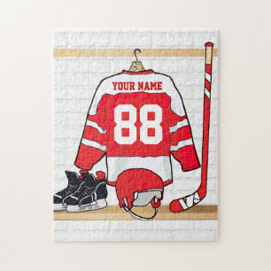 Personalisiertes rotes und weißes Eis-Hockey